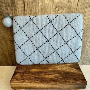 Felted Wool Coin Purse Light Blue Sparkly Wallet Key Holder  New FAST SHIP